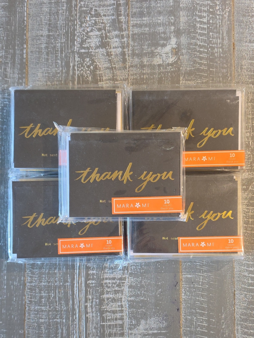 Mara Mi Premium 100 Count Black & Gold Thank You Cards / Envelopes
